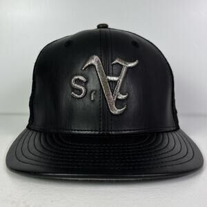 Hat Club Oakland Athletics Vultures Black Leather Mesh Fitted Hat Size 7 1/4